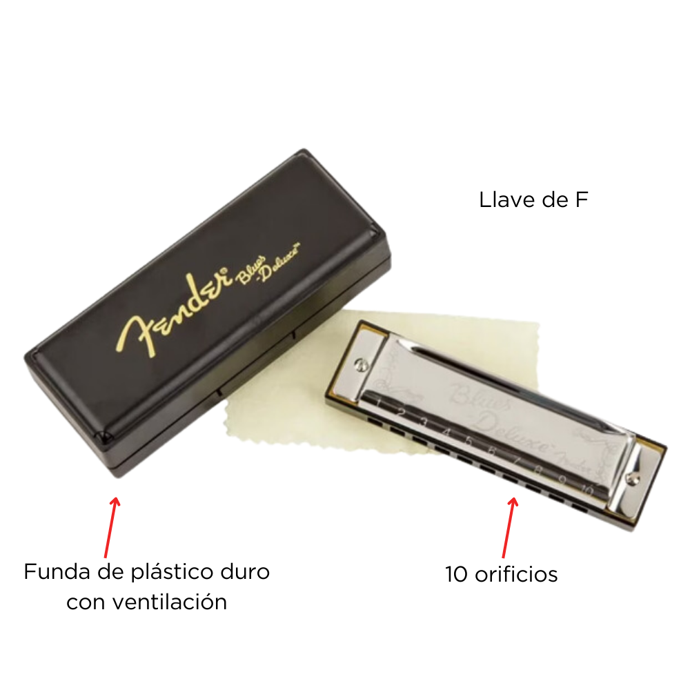 Armónica Fender Blues Deluxe Harmonica en La, Modelo 990701003, 2300