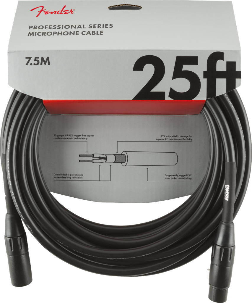 Cable para microfono fender de 7.5 metros de xlr a xlr canon a canon 0990820015 pro 25' microphone cable