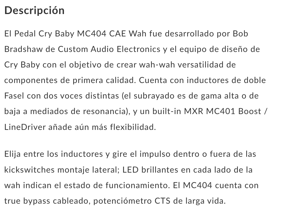 PEDAL DE EFECTO DUNLOP CAE WAH AC32F273,AC32F270,AC32F272." MC404