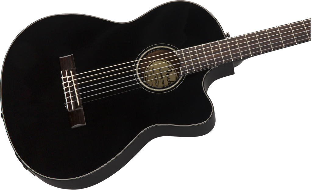 GUITARRA ELECTRO ACUSTICA FENDER 0970264306 CN-140SCE nylon, blk w/case wn. Madera ovangkol laminado: