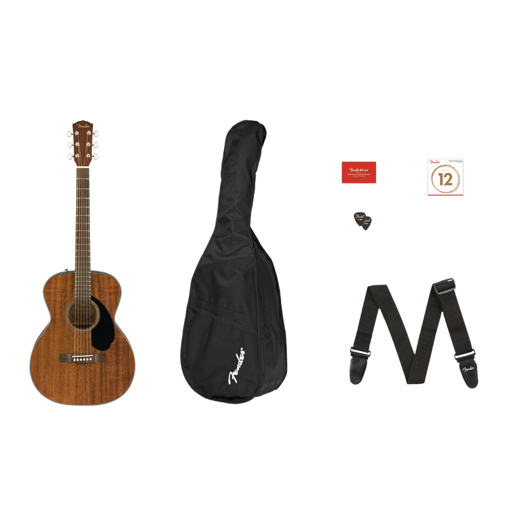 Guitarra acustica fender en paquete con funda y tahali cuerdas de acero cc-60s concert pack v2, all-mahogany 0970150422  (FENDER) 2844