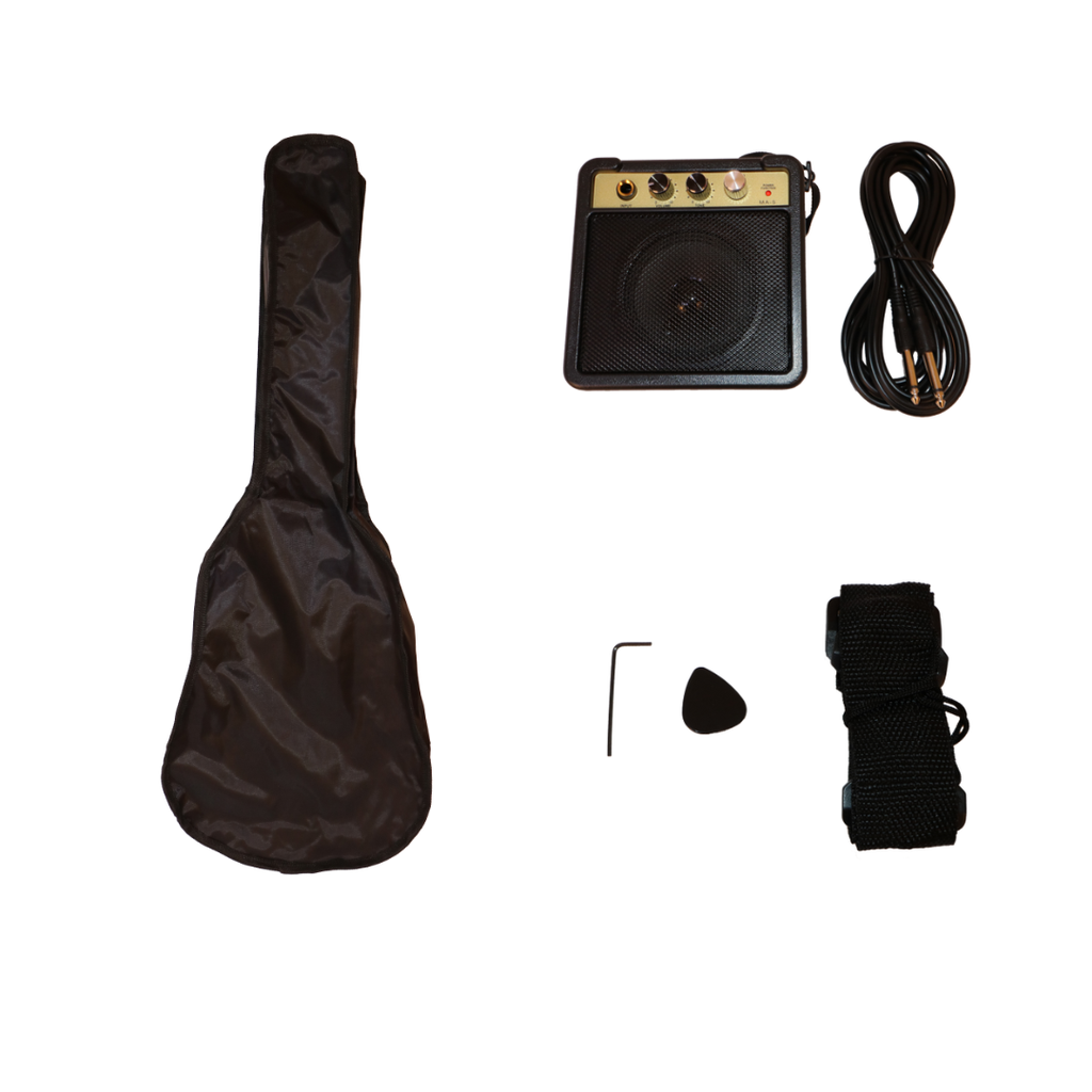 PAQUETE DE GUITARRA ELECTRICA CON AMPLI Y ACCESORIOS BELLATOR TIPO STRATOCASTER SOMBREADA NEG10WST-SBS