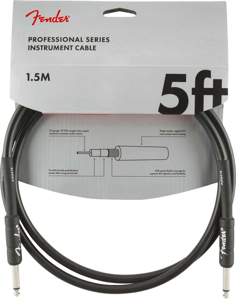 CABLE FENDER PARA INSTRUMENTO DE 1.5 METROS Professional Series Instrument Cable, Straight/Straight, 5', Black 990820026