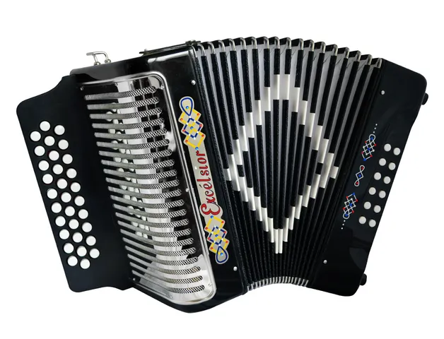 ACORDEON DIATONICO EXCELSIOR SOL-DO-FA, NEGRO CON ESTUCHE 3012 BK GCF tonalidad sol  (EXCELSIOR) 3161