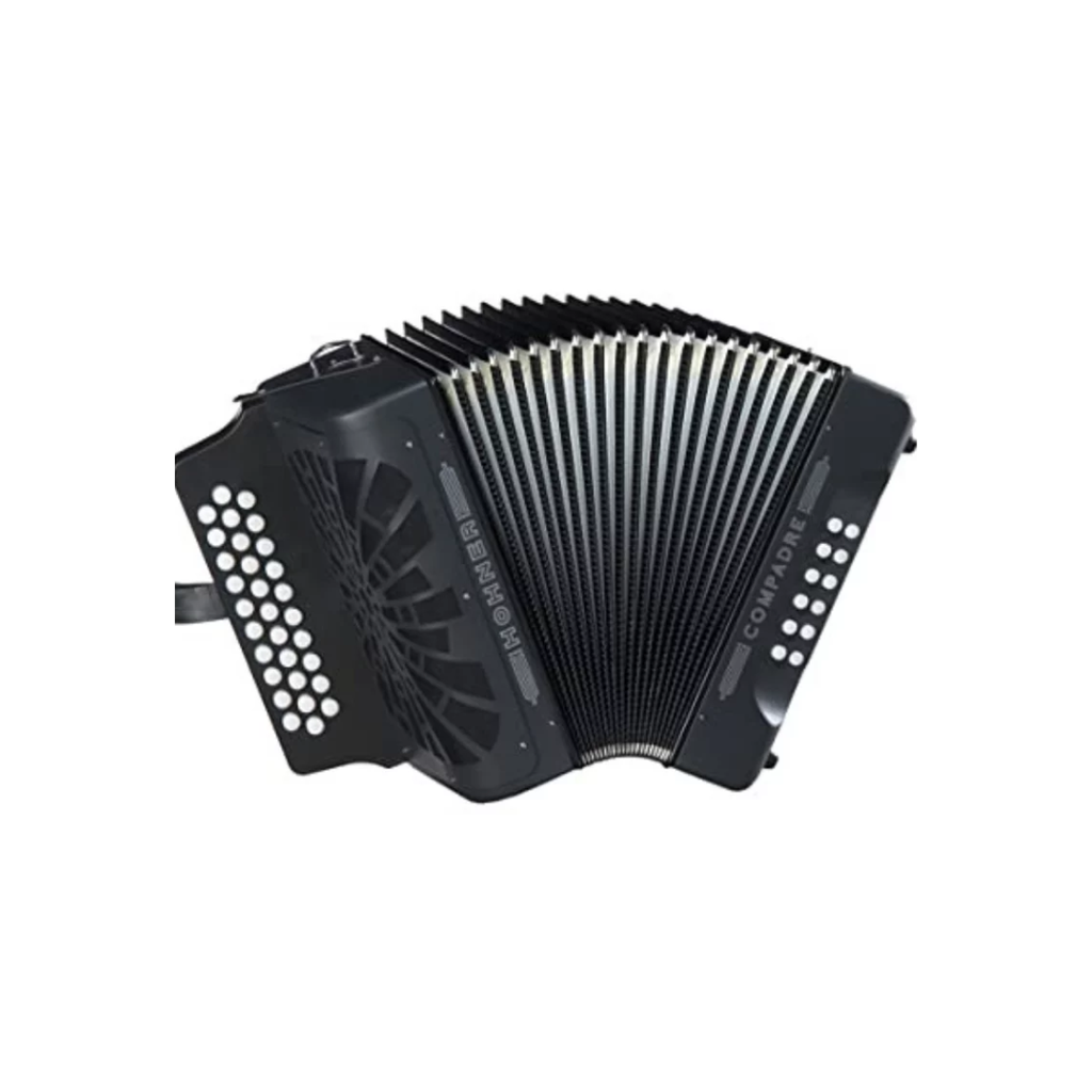 Acordeon diatonico hohner''compadre''fa-sib-mib, 31 botones y 12 bajos, negro con funda A48421(ant. A4842s)  (Hohner) 3750