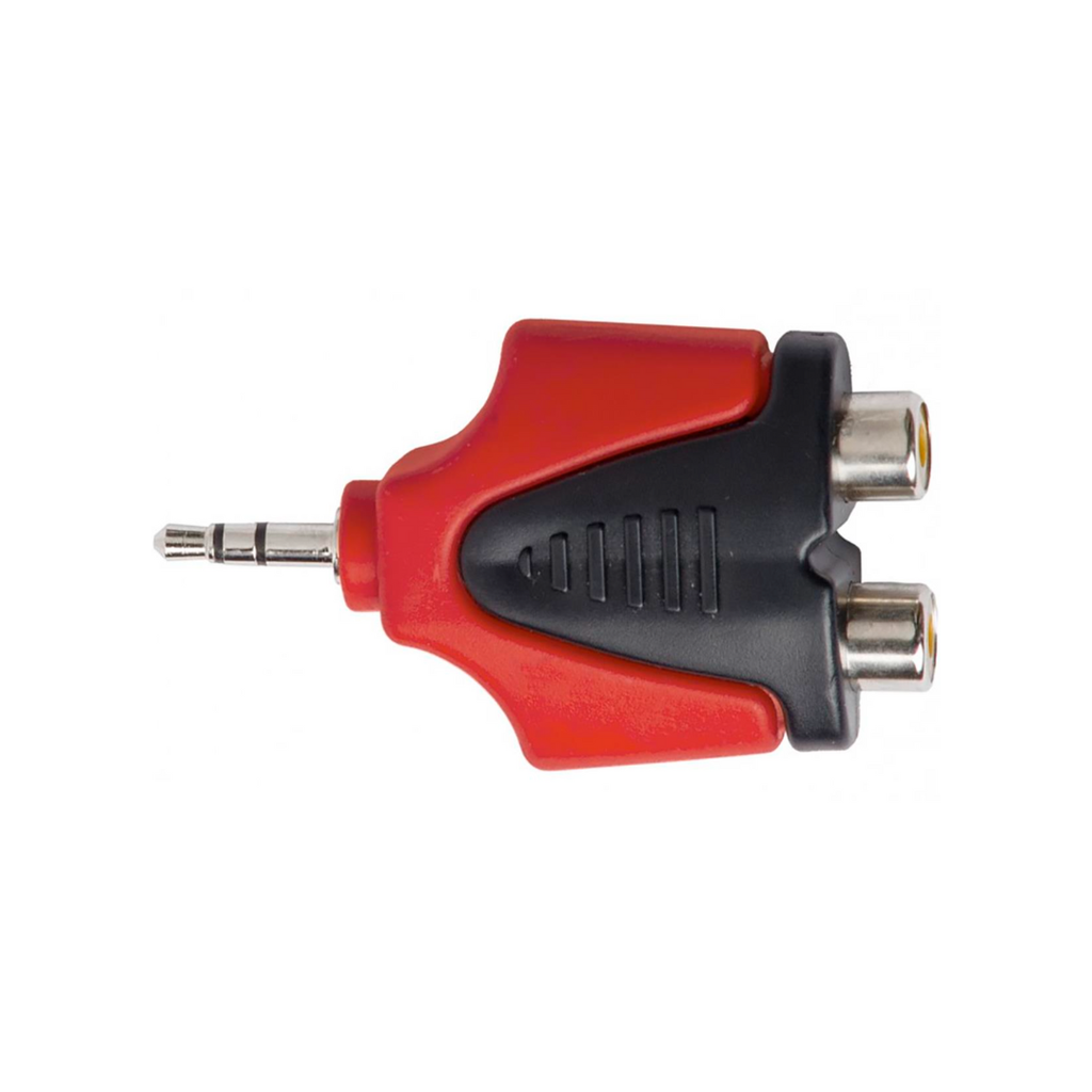 ADAPTADOR (PROEL) MOD. AT128PRO Adaptador profesional de plug estéreo de 3.5 mm a 2 sockets RCA, fabricado con PVC moldeado de alta resistencia.