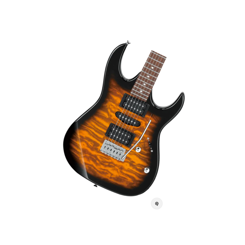 GUITARRA ELECTRICA IBANEZ ''GIO RG''AMBAR TRANSPARENTE SOMBREADO NEGRO" GRX70QASB