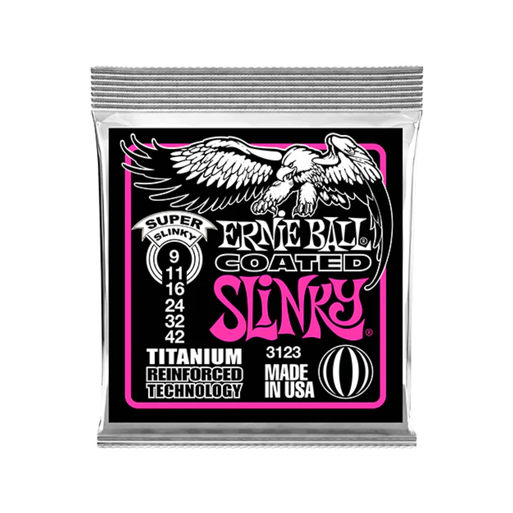 JUEGO DE CUERDAS ENCORDADURA ERNIE BALL ''SUPER SLINKY'' PARA GUITARRA ELECTRICA, COATED  (Ernie Ball) 3841