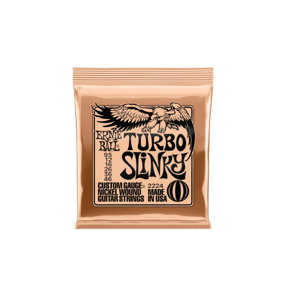 JUEGO DE CUERDAS ENCORDADURA ERNIE BALL ''TURBO SLINKY'' PARA GUITARRA ELECTRICA (NIQUEL, 0.0095-0.046)"  (Ernie Ball) 3538