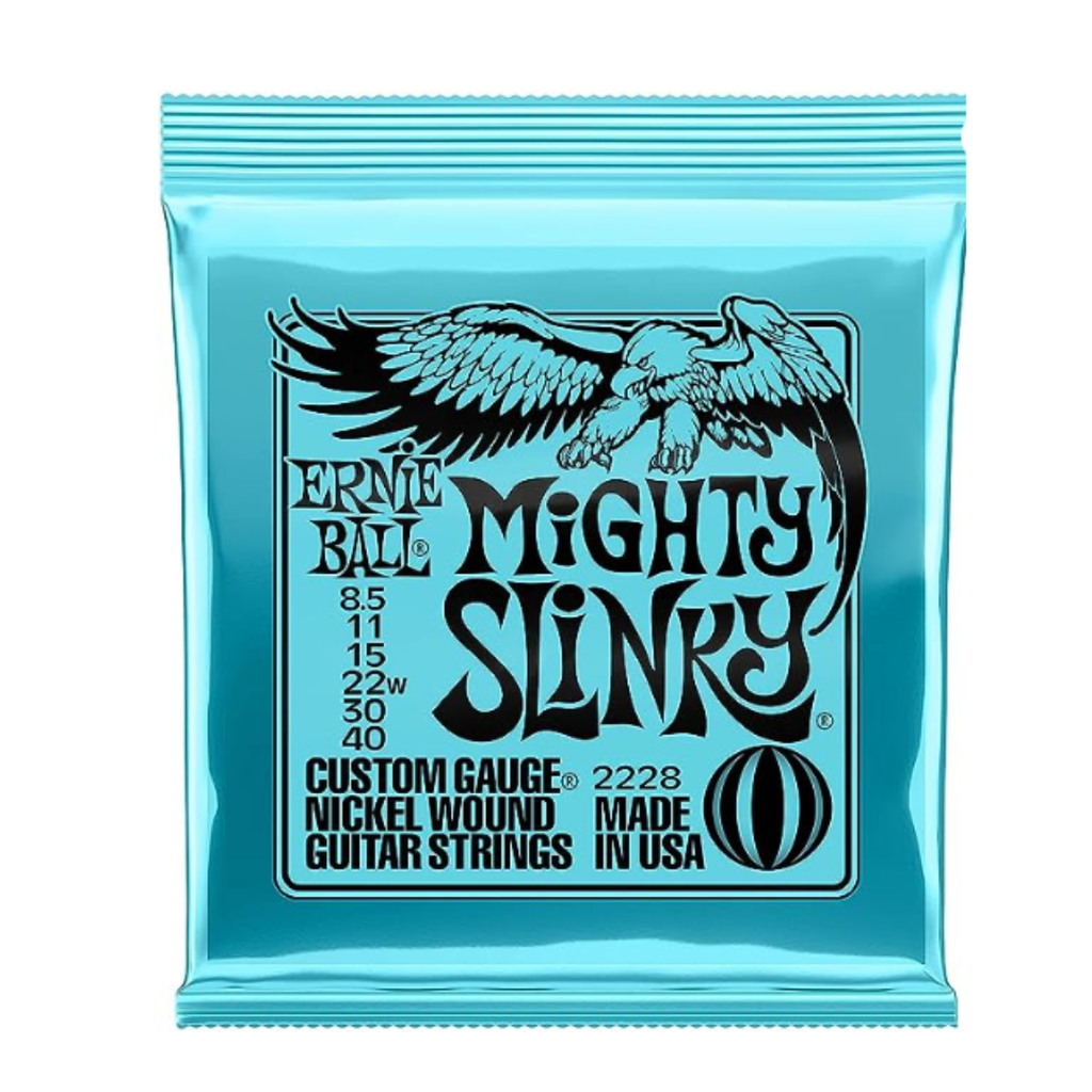 JUEGO DE CUERDAS ENCORDADURA ERNIE BALL ""MIGHTY SLINKY"" PARA GUITARRA ELECTRICA (NIQUEL, 0.0085-0.040) 2228  (Ernie Ball) 3067