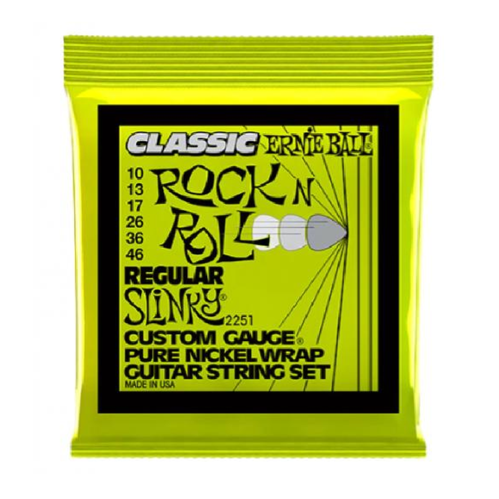 JUEGO DE CUERDAS ENCORDADURA ERNIE BALL "CLASSIC REGULAR SLINKY" PARA GUITARRA ELECTRICA, NIQUEL, 0.010-0.046 2251  (Ernie Ball) 2604