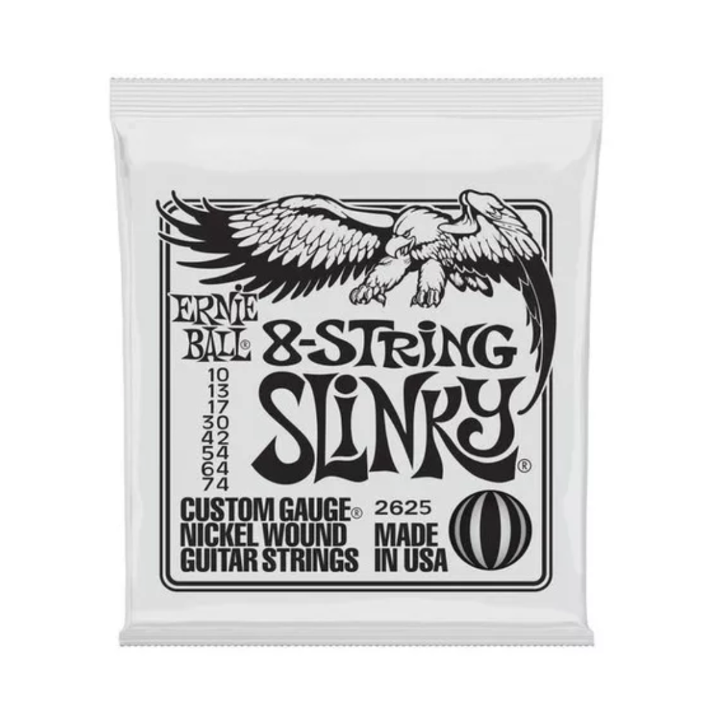 JUEGO DE CUERDAS ENCORDADURA ERNIE BALL "SLINKY" PARA GUITARRA ELECTRICA 8 CUERDAS, NIQUEL, 0.010-0.074 2625  (Ernie Ball) 2581