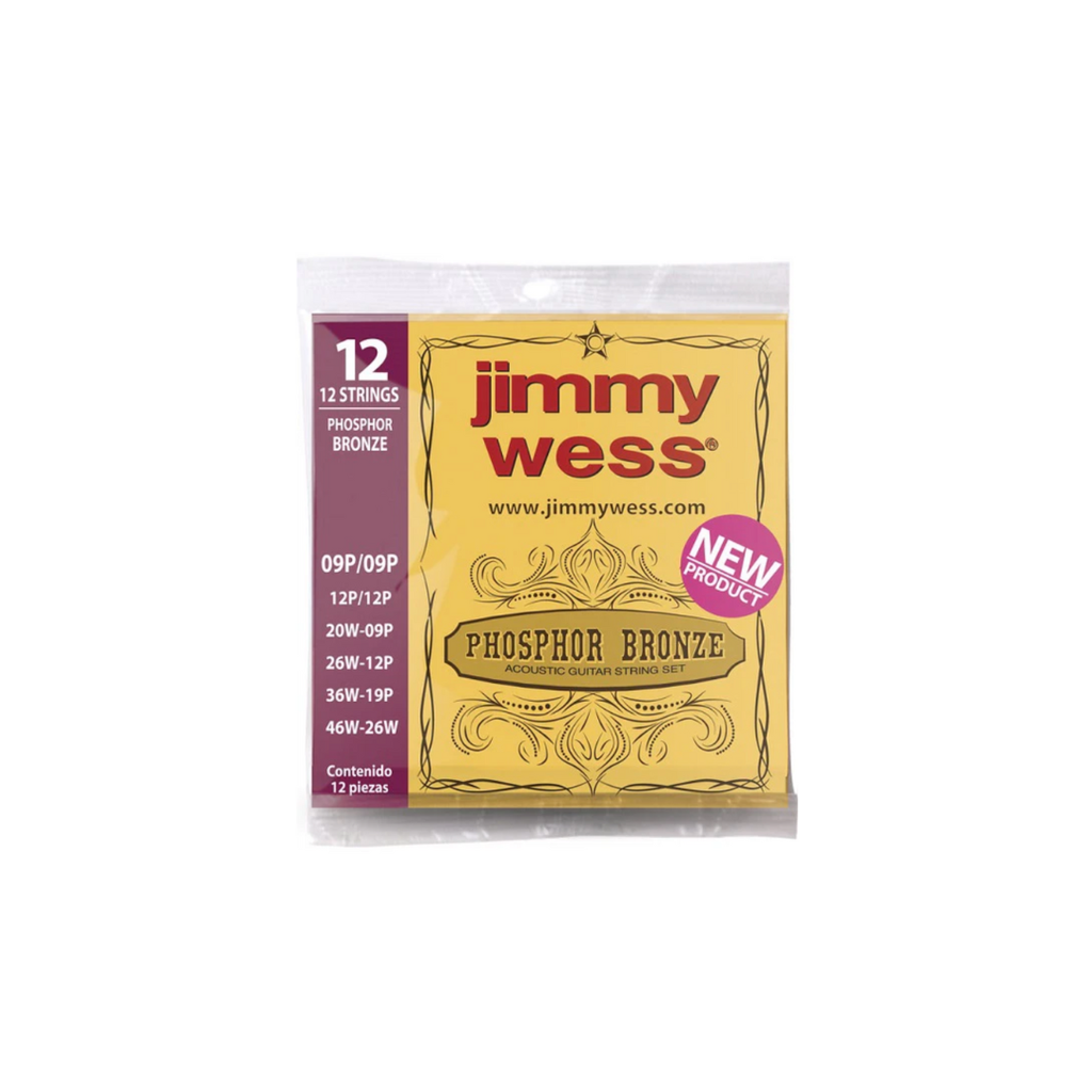 JUEGO DE CUERDAS ENCORDADURA JIMMY WESS PARA DOCEROLA GUITARRA ACUSTICA DE 12 CUERDAS JWGA-1012BF  (Jimmy Wess) 2573