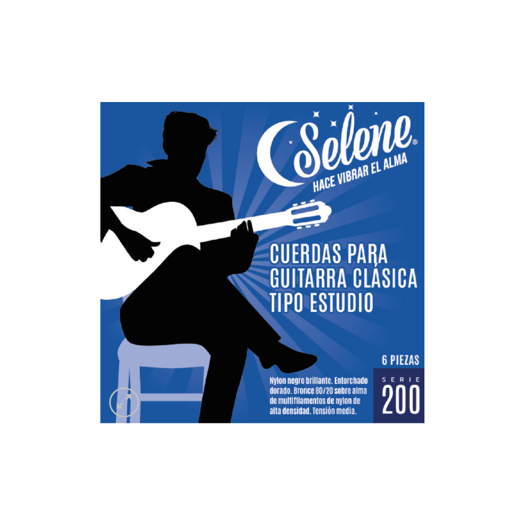 JUEGO DE CUERDAS ENCORDADURA NEGRA SELENE NYLON PARA GUITARRA ACUSTICA 200  (Selene) 1897