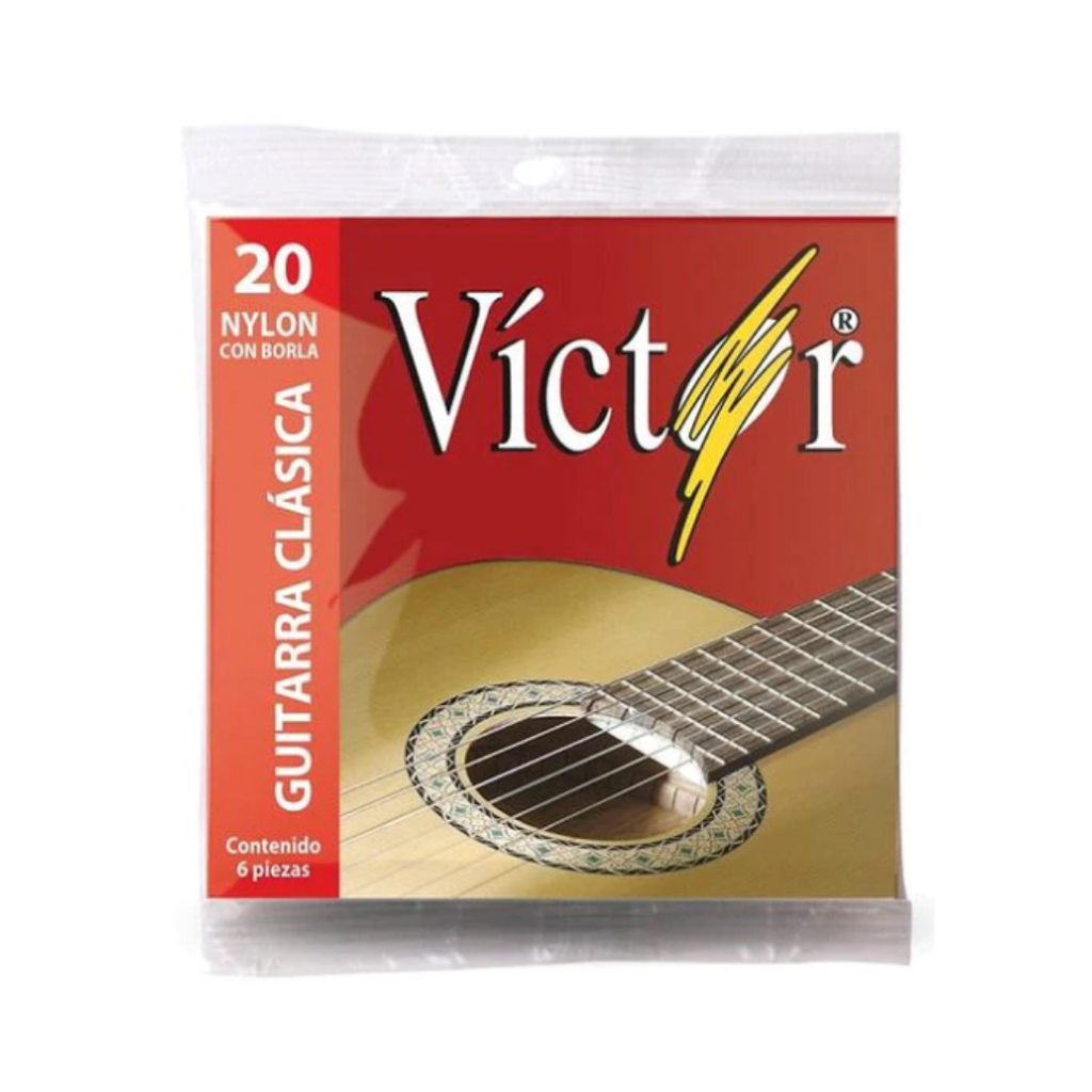 JUEGO DE CUERDAS GUIT ACUSTICA VICTOR NYLON NEGRO CON BORLA VCGS-20  (Víctor) 801