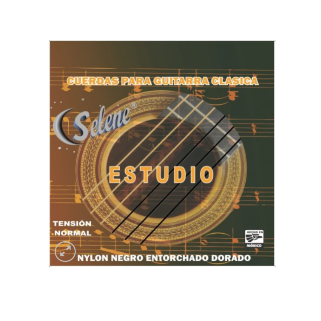 Juego de Cuerdas Guitarra Acústica Nylon Negro, Entorchado Dorado 109  (Selene) 1097