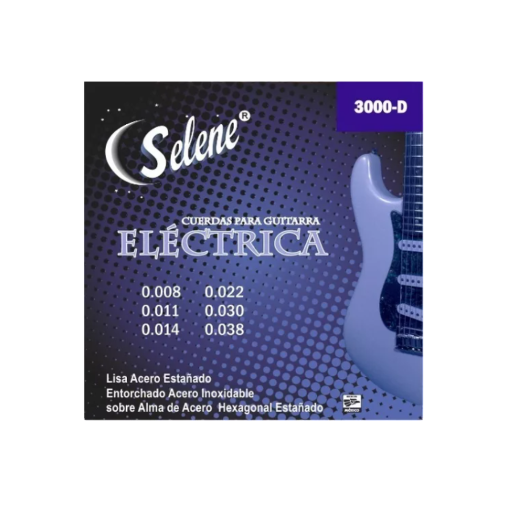 Juego de Cuerdas Guitarra Eléctrica Acero Liso Estañado Entorchado Acero Inoxidable 3000-D  (Selene) 1101