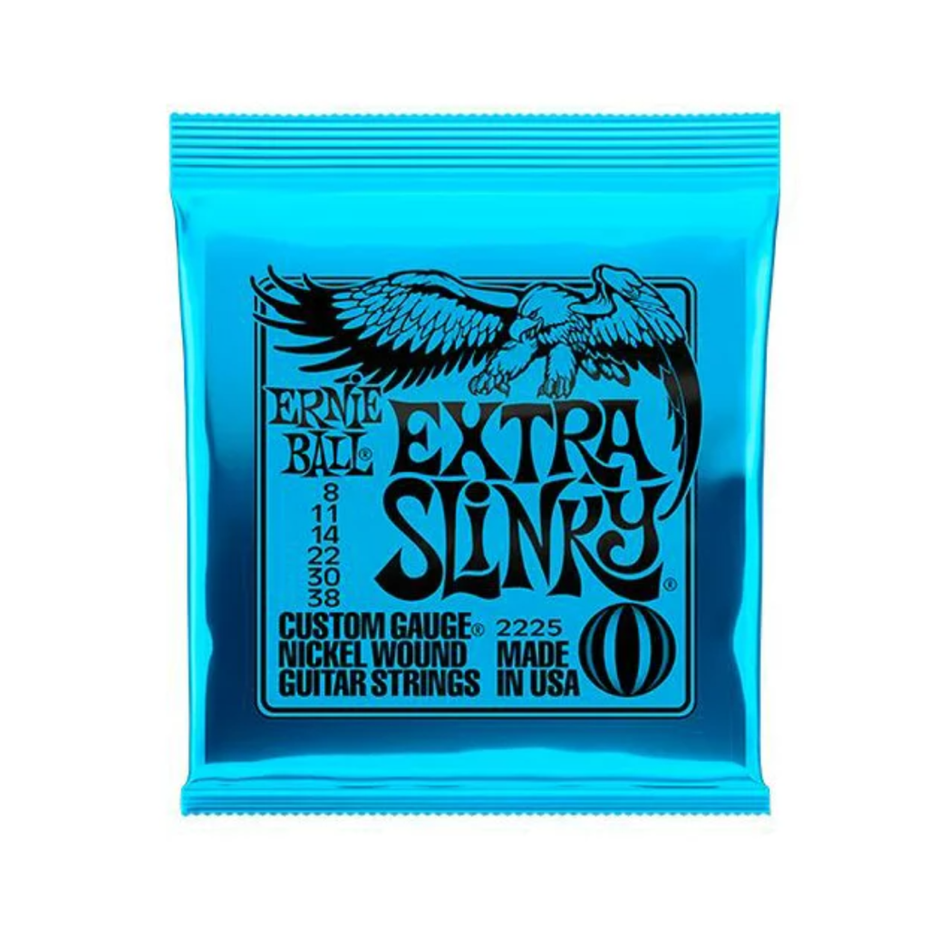 JUEGO DE CUERDAS GUITARRA ELECTRICA ERNIE BALL EXTRA SLINKY AZUL NIQUEL, 0.008-0.038 2225  (Ernie Ball) 617