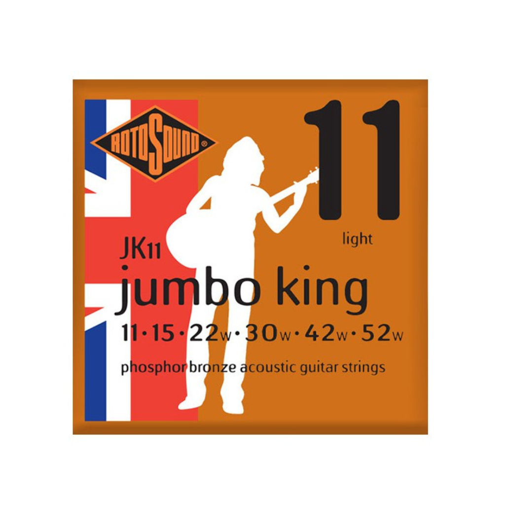 JUEGO DE CUERDAS PARA GUITARRA ELECTROACUSTICA FOSFORO/BRONCE JUMBO KING CALIBRE 11 JK11  (ROTOSOUND) 2904