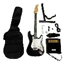 PAQUETE DE GUITARRA ELECTRICA BELLATOR TIPO STRATOCASTE NEGRA CON AMPLIFICADOR Y FUNDA PACK NEG10WST-BK