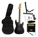 PAQUETE DE GUITARRA ELECTRICA BELLATOR TIPO STRATOCASTE NEGRA CON AMPLIFICADOR Y FUNDA PACK NEG10WST-BKB