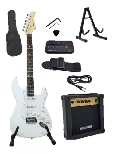 PAQUETE DE GUITARRA ELECTRICA CON AMPLI Y ACCESORIOS BELLATOR TIPO STRATOCASTER BLANCA NEG10WST-WH 0000002643