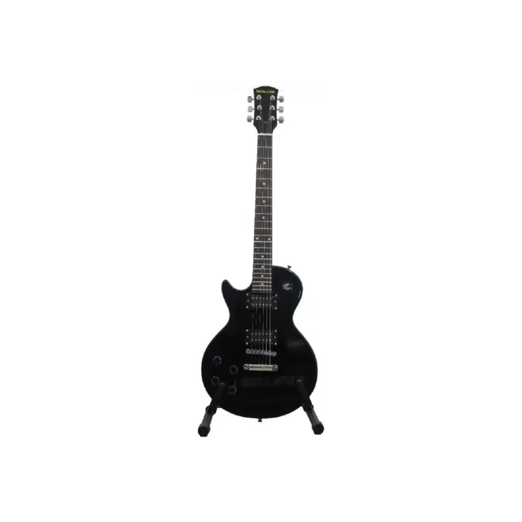 Paquete de Guitarra Eléctrica Zurda NEG10WLPL-BK Paquete de guitarra eléctrica zurda Bellator tipo Les Paul color negro; incluye amplificador de 10w, tahalí, cable, plumilla, funda, base de piso y afinador de clip." NEG10WLPL-BK