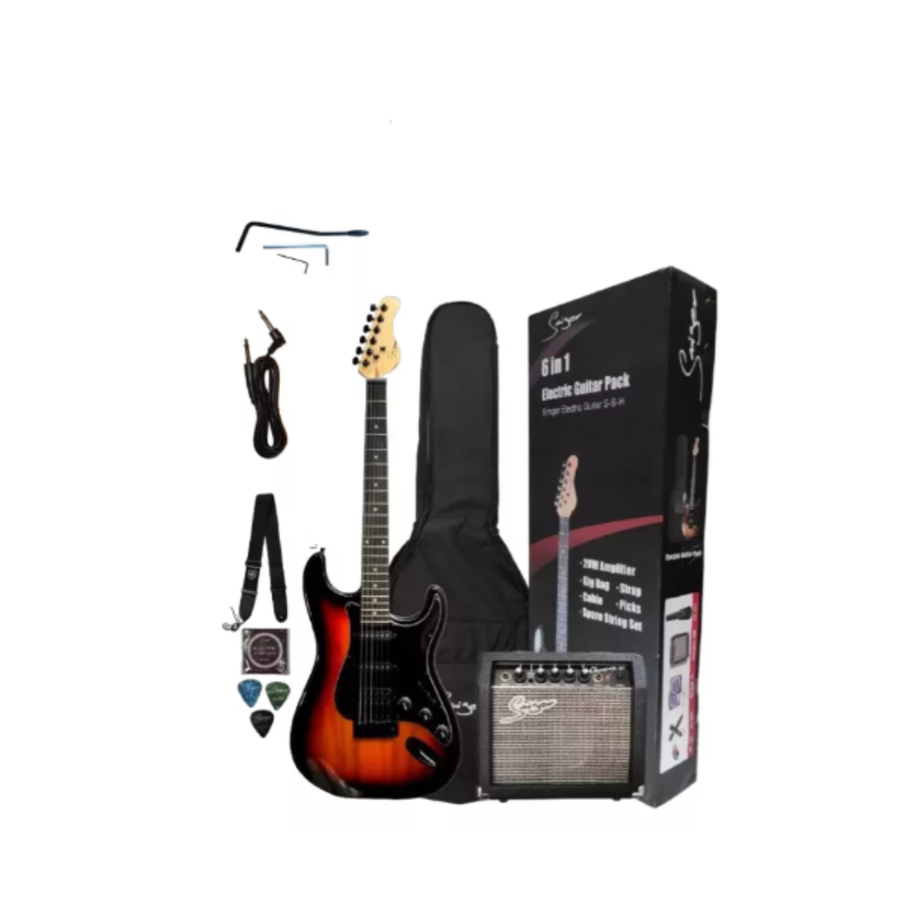 PAQUETE DE GUITARRA ELÉCTRICA SMIGER TIPO ST H-S-S
COLOR SUNBURST INCLUYE FUNDA, THALI. AMPLIFICADOR DE
20W, CABLE, PLUMILLAS Y CUERDAS DE REPUESTO L-G1-ST-PACK-SB LG1STPACKSB (MUSICAL ENTRERPRICE)