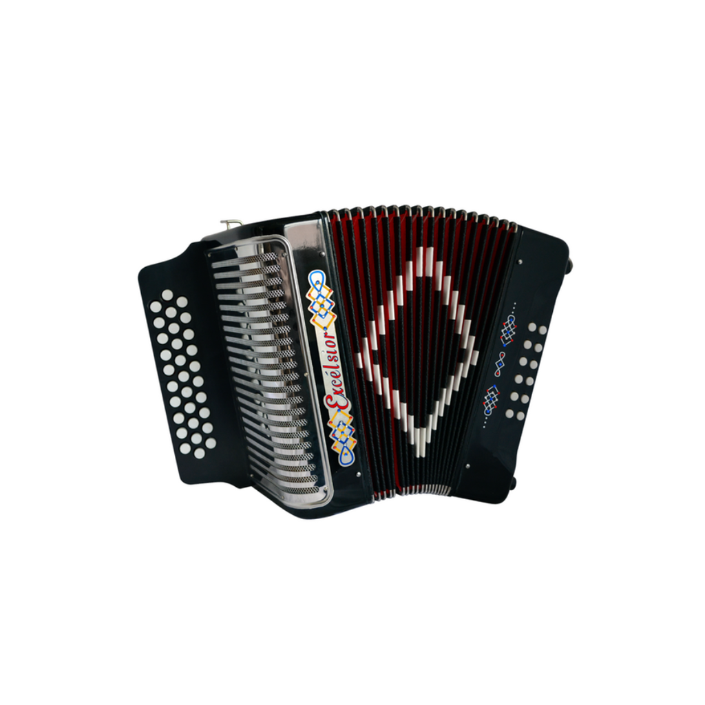 [1000287] ACORDEON DIATONICO (EXCELSIOR) FA-SI-MI, NEGRO
CON ESTUCHE 1000287 