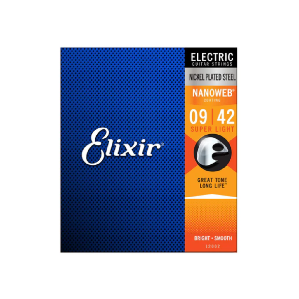 JUEGO DE CUERDAS PARA GUITARRA  ELÉCTRICA ELECTRIC NANOWEB« COATING, SUPER LIGHT (.009-.042) 12002 (ELIXIR)  