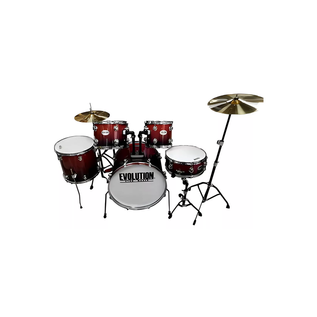 BATERÍA (EVOLUTION) STARMAKER FABRICADA EN MADERA DE ARCE COLOR ROJO. INCLUYE BOMBO DE 22", TAROLA DE 14", TOMS DE 10", 12" Y 14", MÁS BANCO, BAQUETAS Y PLATILLOS DE PRÁCTICA. SP525TC-RD