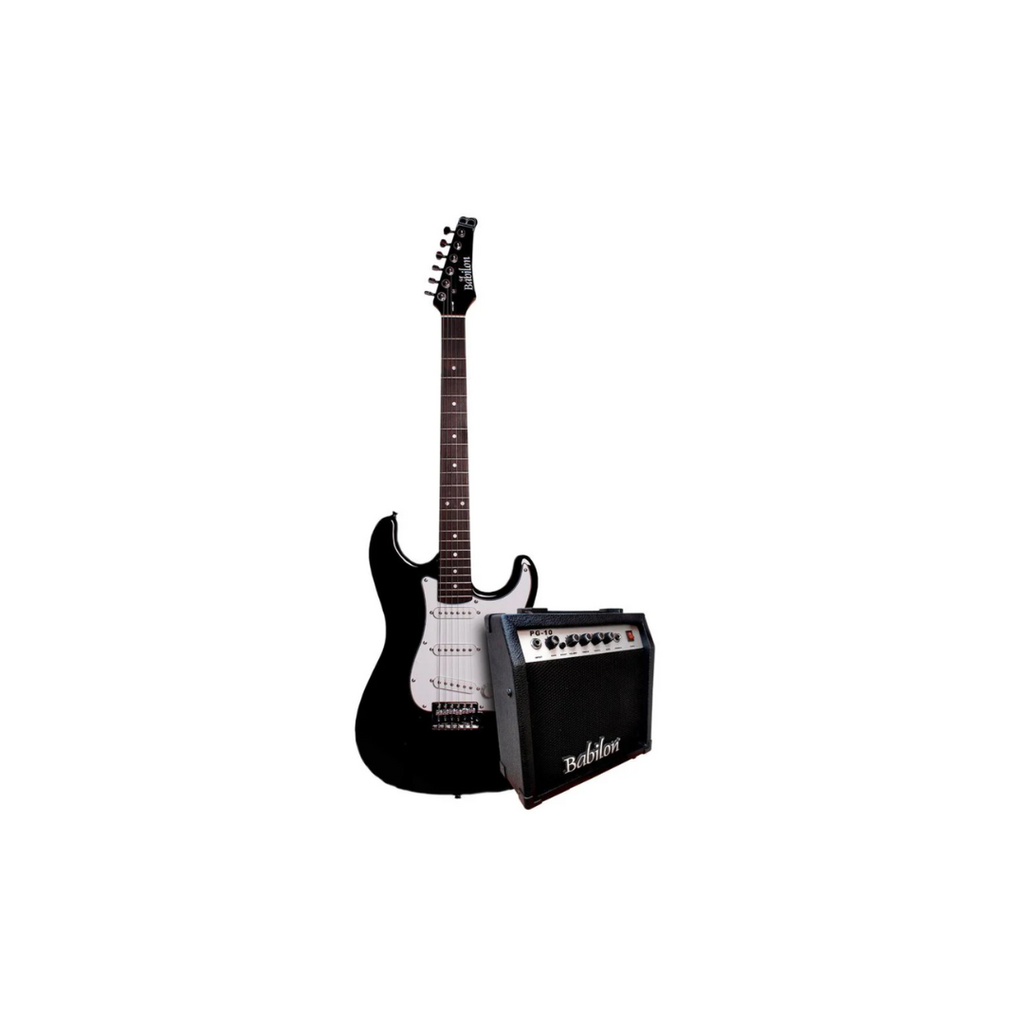 [GUITAR START PACK-BK] PAQUETE GUITARRA ELECTRICA CON AMPLIFICADOR, FUNDA, STAND Y ACCESORIOS COLOR NEGRO (BABILON) GUITAR START PACK-BK