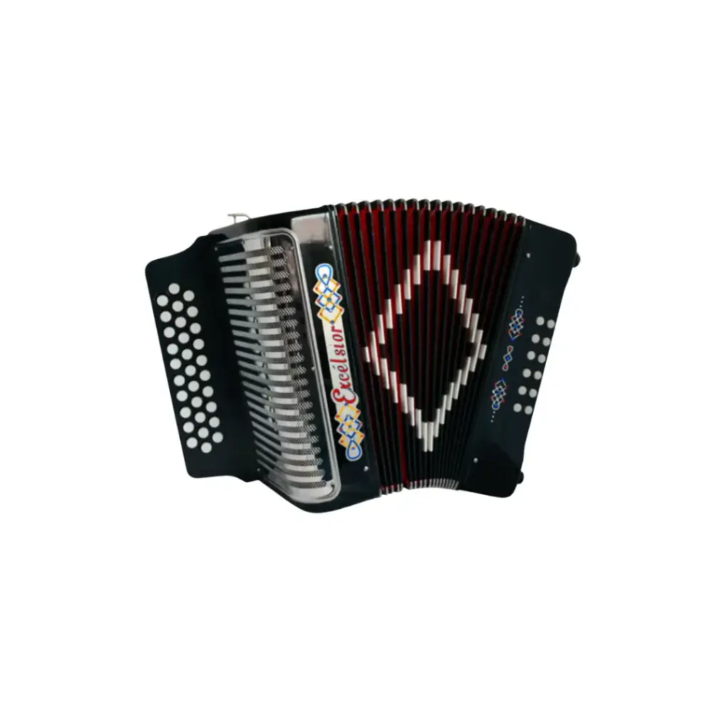 [3012BKFBE] ACORDEON DIATONICO "EXCELSIOR" FA-SI-MI, NEGRO CON ESTUCHE  3012BKFBE