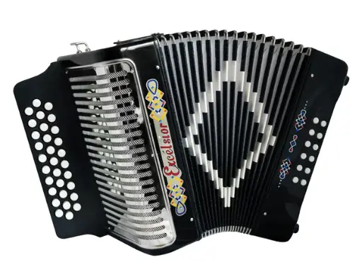 [3012 BK GCF] ACORDEON DIATONICO EXCELSIOR SOL-DO-FA, NEGRO CON ESTUCHE 3012 BK GCF tonalidad sol  (EXCELSIOR) 3161