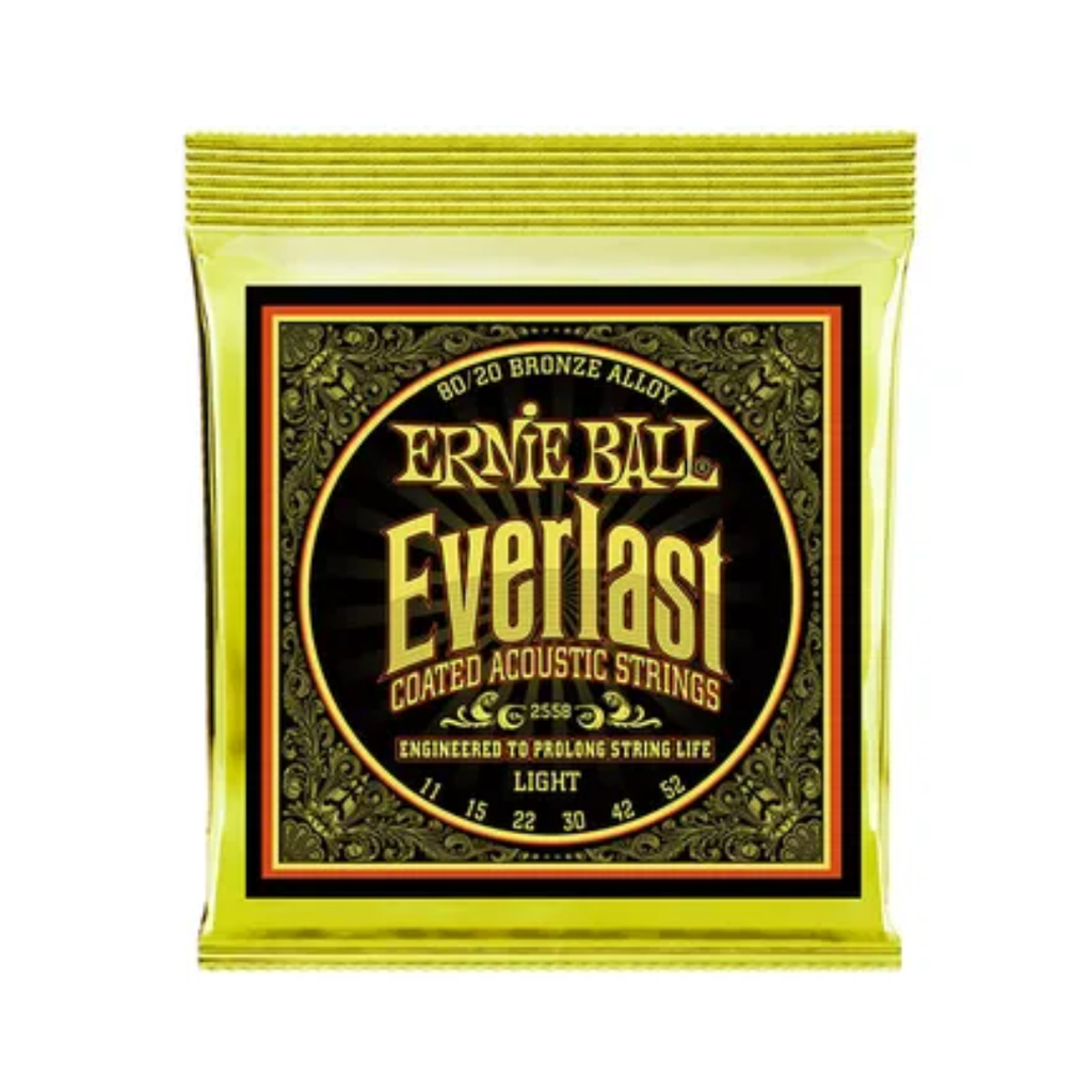 [2558] JUEGO DE CUERDAS ENCORDADURA ERNIE BALL "EVERLAST COATED LIGHT" PARA GUITARRA ACUSTICA (BRONCE, 0.011-0.052)  (Ernie Ball) 3335