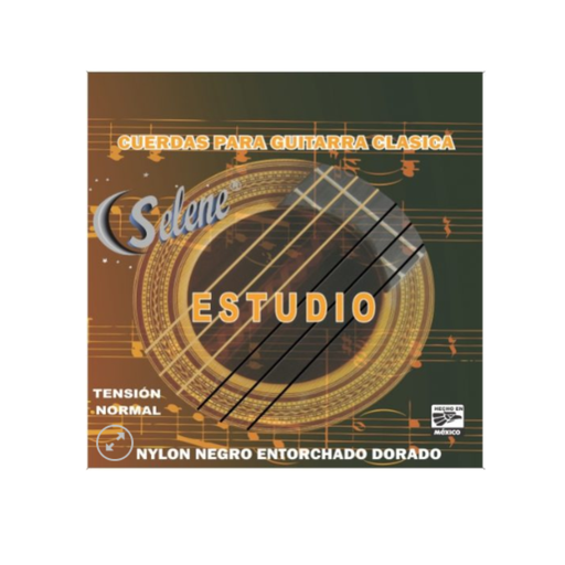 [109] Juego de Cuerdas Guitarra Acústica Nylon Negro, Entorchado Dorado 109  (Selene) 1097