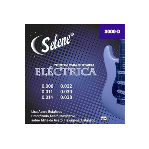 [3000D] Juego de Cuerdas Guitarra Eléctrica Acero Liso Estañado Entorchado Acero Inoxidable 3000-D  (Selene) 1101