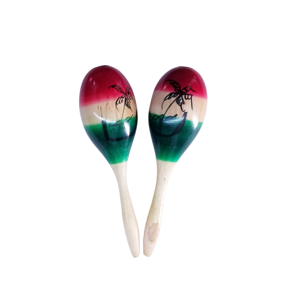 [MR02] Maraca de Madera Tricolor Grande MR02 PAR