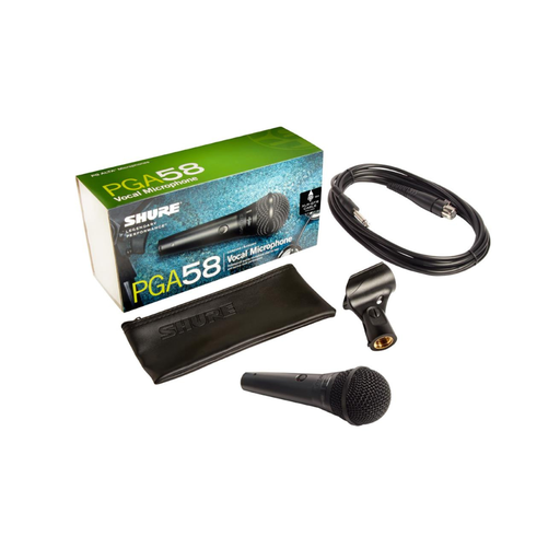 [PGA58XLR] Microfono bobina móvil con cable Shure. PGA58-XLR. Para voz ideal cantantes y coros, dinámico, frecuencia 50-16,000, patrón cardioide con cable XLR PGA58-XLR