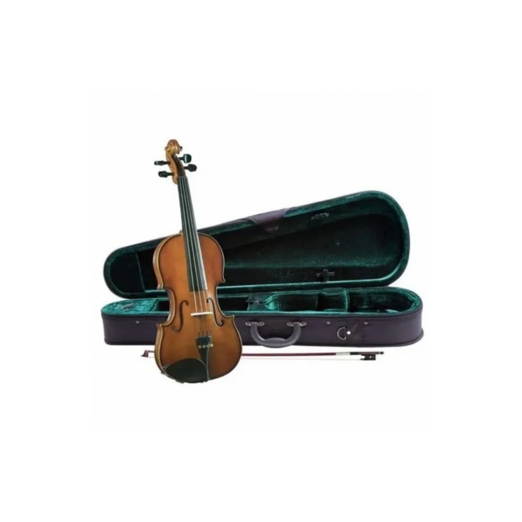 [SV13034] Violín premier, estudiante, tapa de abeto, fondo y costados de maple sólido, diapasón y clavijas de ébano pulido, incluye arco, brea, afinadores milimétricos y estuche. SV13034  (cremona) 3912