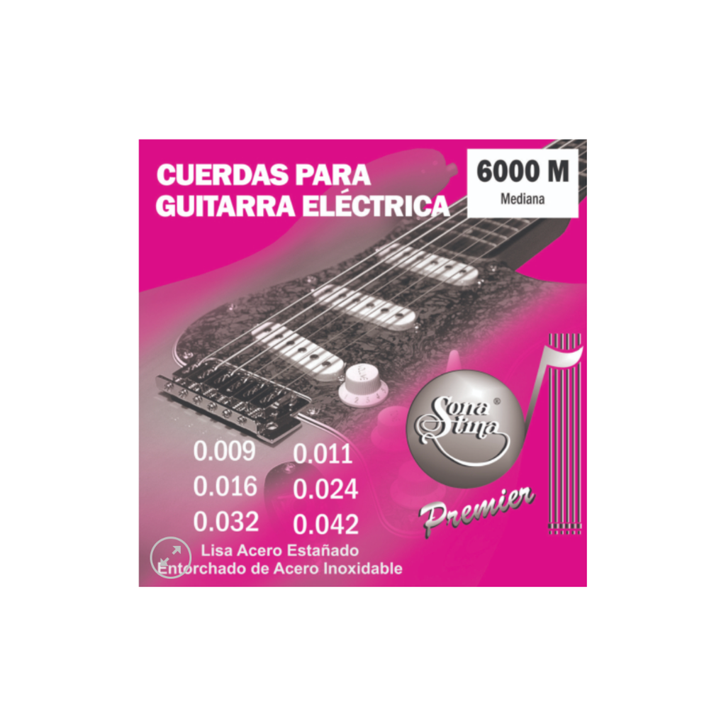 [6000M] Encordadura Guitarra Eléctrica Lisa Acero Estañado, Entorchado Acero  Inoxidable Con Ojillo 6000M